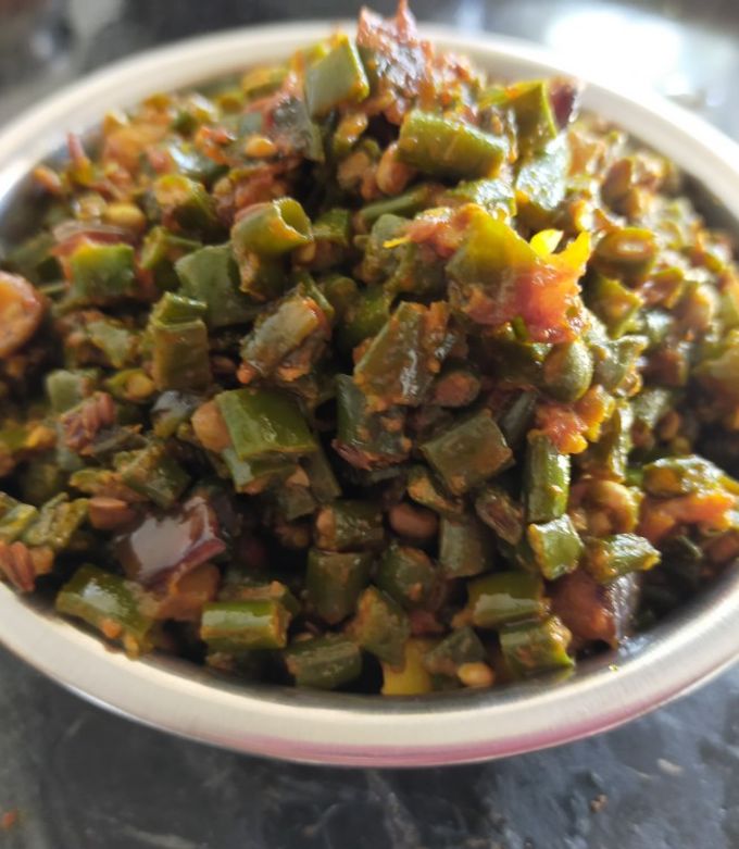 A picture of Green Cowpea Beans - Brinjal Sabzi.