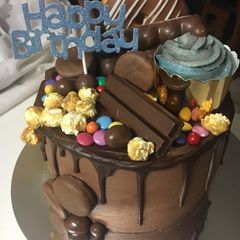 A picture of Delicious moist chocolate cake.