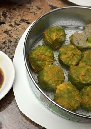 Hình của món Bông bí dồn thịt hấp.