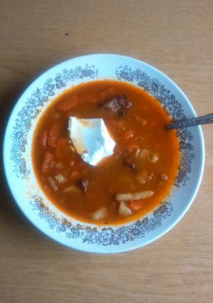 Bableves, füstölt oldalassal recept fotója