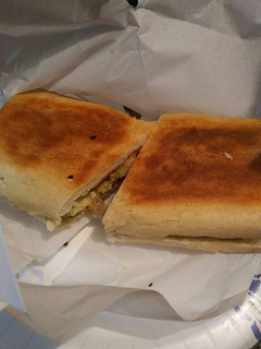 A picture of Cuban Bread Meat lovers Sandwich.