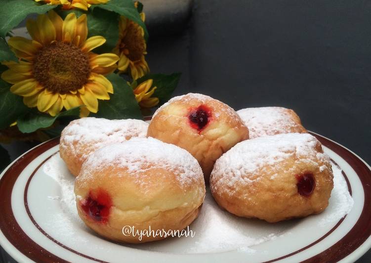 Fluffy Doughnut with Filling Strawberry Jam