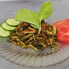 A picture of 3 Spicy _kurkuri bhindi.