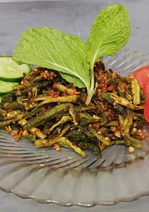 A picture of 3 Spicy _kurkuri bhindi.