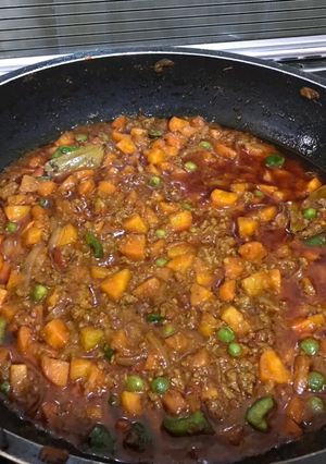 A picture of Bolongonese sauce with a twist.