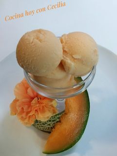 Una foto de Helado de melón cantaloup elaborado con la Monsieur cuisine Plus