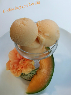 Una foto de Helado de melón cantaloup elaborado con la Monsieur cuisine Plus