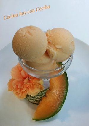 Una foto de Helado de melón cantaloup elaborado con la Monsieur cuisine Plus