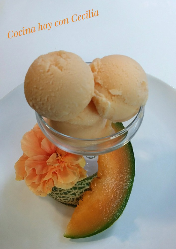 Una foto de Helado de melón cantaloup elaborado con la Monsieur cuisine Plus