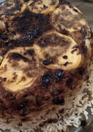 عکسی از دستور عدس پلو ته چینی😋