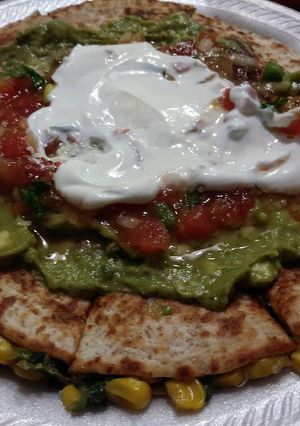 A picture of Black Bean and Veggie Quesadillas.