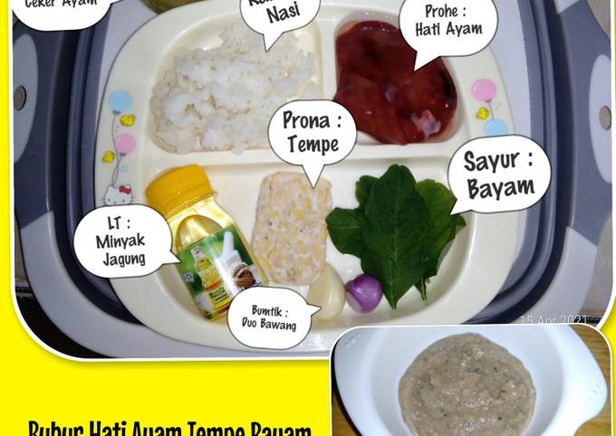 MPASI Menu 4 ⭐ Usia 6 Bulan - Bubur Hati Ayam Tempe Bayam