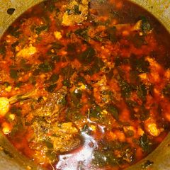 A picture of Moringa and egusi soup.