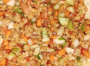 Una foto de Ceviche de soya 😋🥒🥑🍋🍊🥙