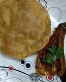 Kashmiri Khatte Baigan with Khasta Puri