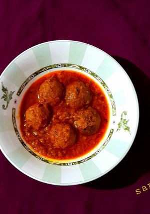 A picture of Kathal Kofta In Tomato Gravy.