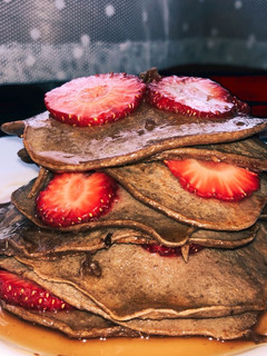 Una foto de Tortitas de plátano y chocolate