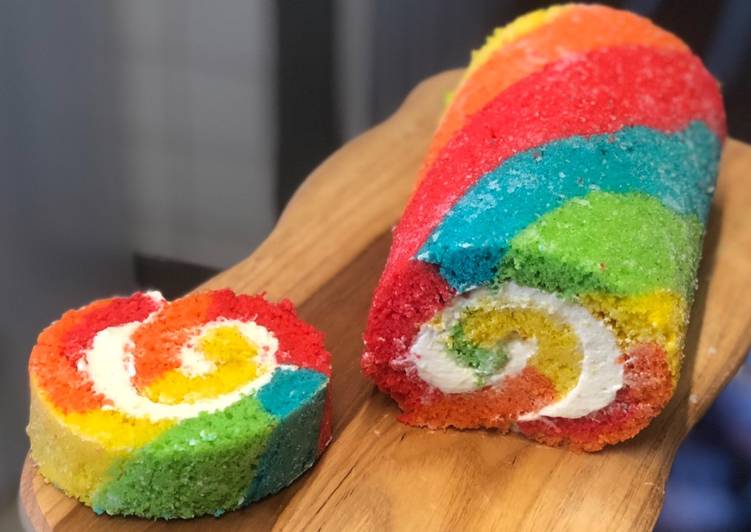 Easiest Way to Make Homemade Rainbow Swiss Roll
