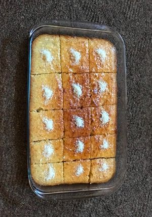 صورة لوصفة بسبوسة بالقشطة (بدون بيض)