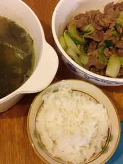 A picture of Stirfried beef with bok choy.