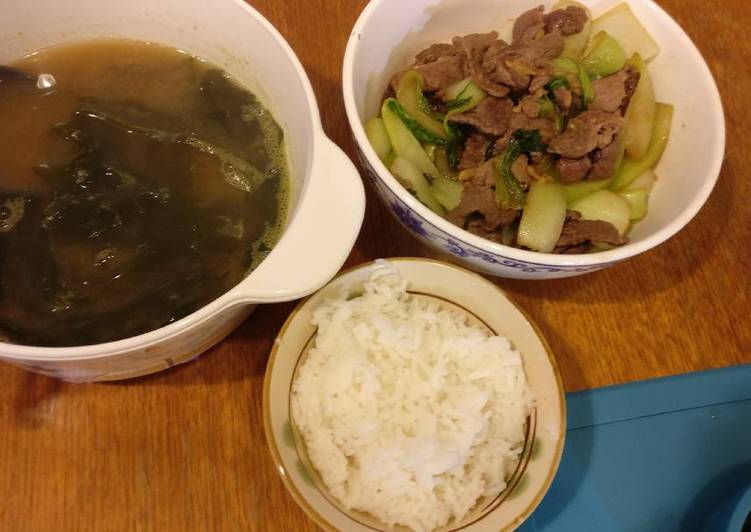 Easiest Way to Make Homemade Stirfried beef with bok choy