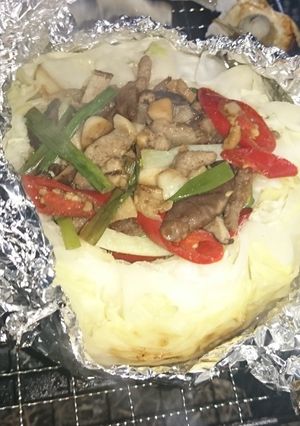 碳烤肉絲高麗菜 的食譜成品照片