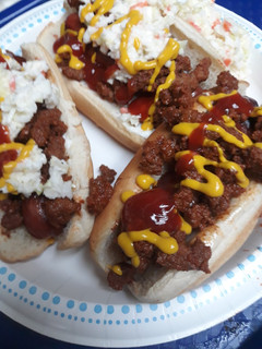 A picture of Hotdogs on a busy day!.