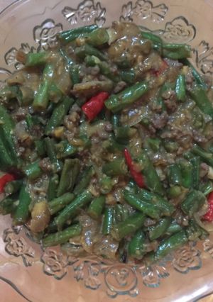 Foto resep Buncis daging cincang saus telur asin