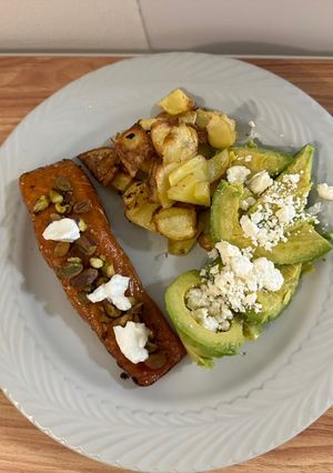 Una foto de Salmón con Pistacho