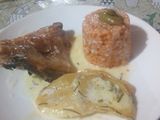 Pollo al horno (sin aceite) con papas y crema😁
