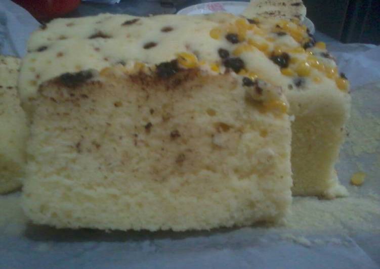 Lemon Cake Kukus tabur chocochip & jagung manis