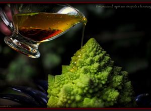 Una foto de Romanescu al vapor con vinagreta a la naranja