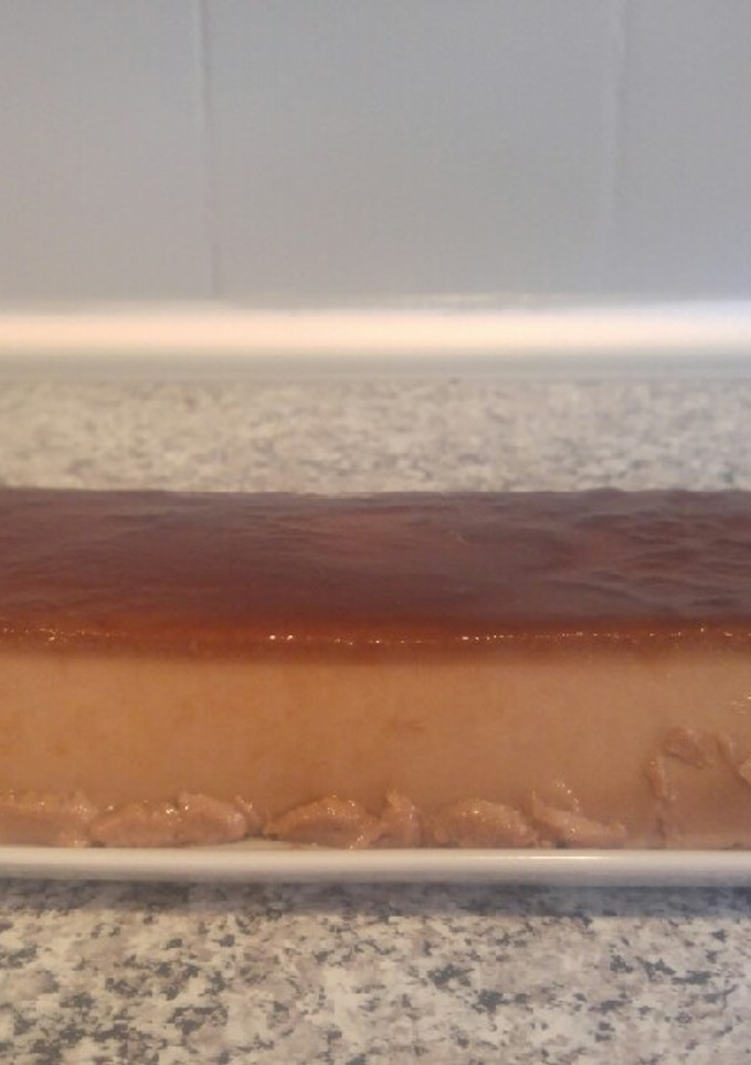 Una foto de Flan de cacao