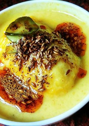A picture of Bhutta Kadhi / Corn Kadhi.
