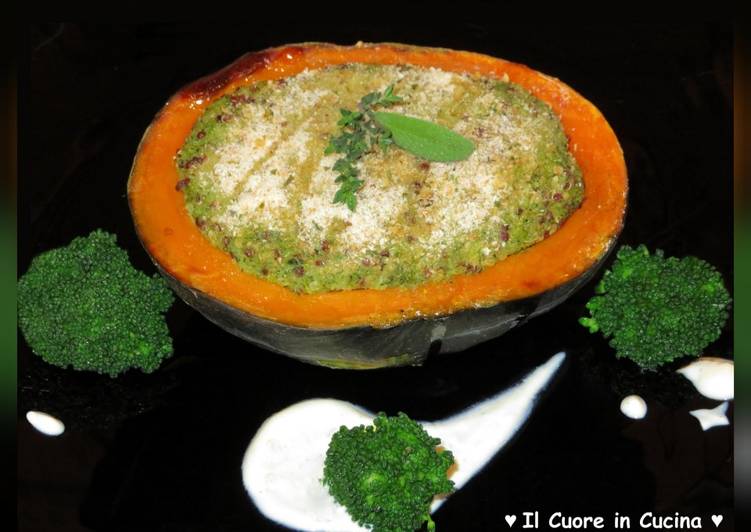 Steps to Make Veloce Zucca al forno ripiena di quinoa e broccoli