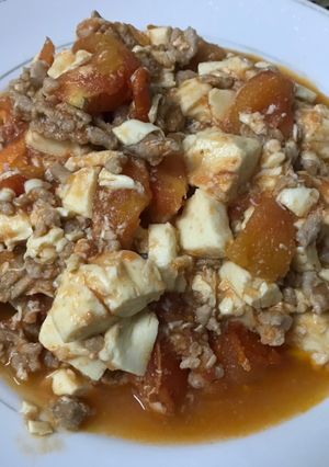 阿嬤的誤會-仿麻婆豆腐的番茄絞肉豆腐 的食譜成品照片