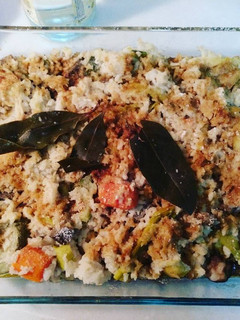 Una foto de Arroz al horno con verduras, soja y miel