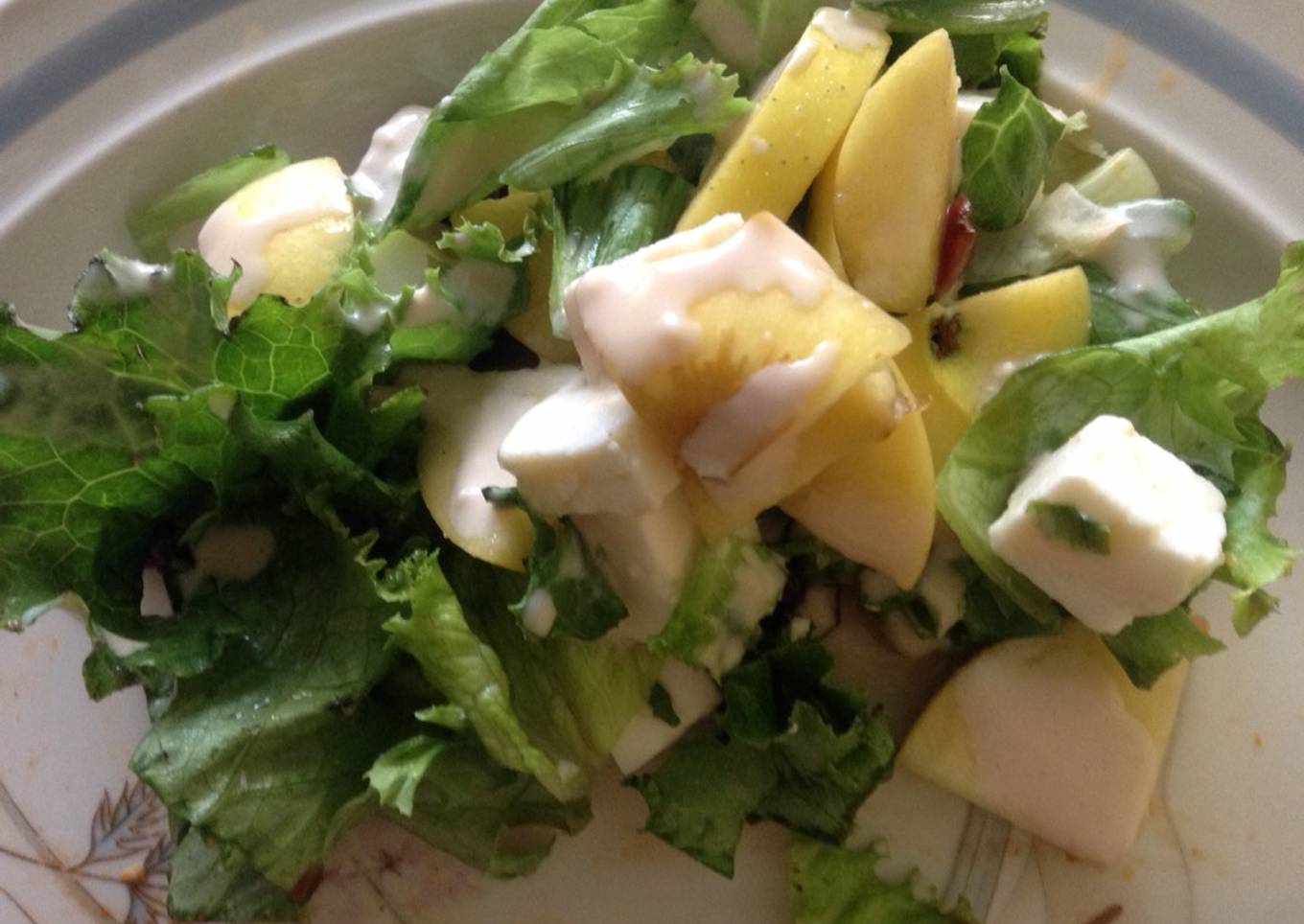 Ensalada de manzana con lechuga y aderezo