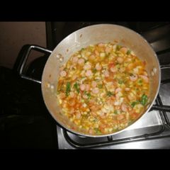 A picture of Smokies and mushroom stew.