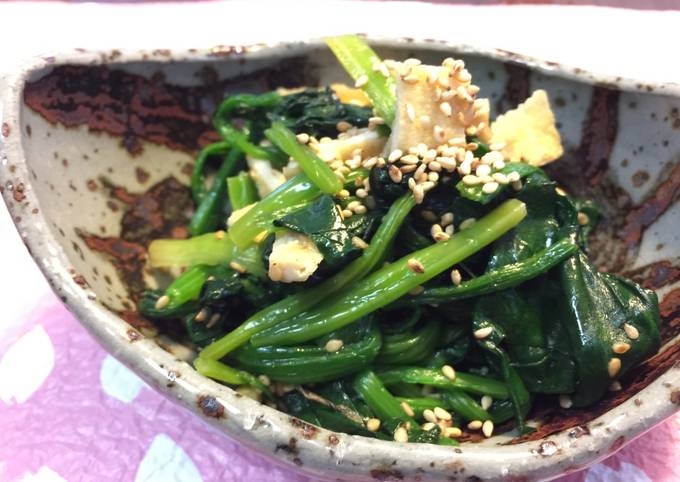 Japanese Fried Spinach with Aburaage Recipe