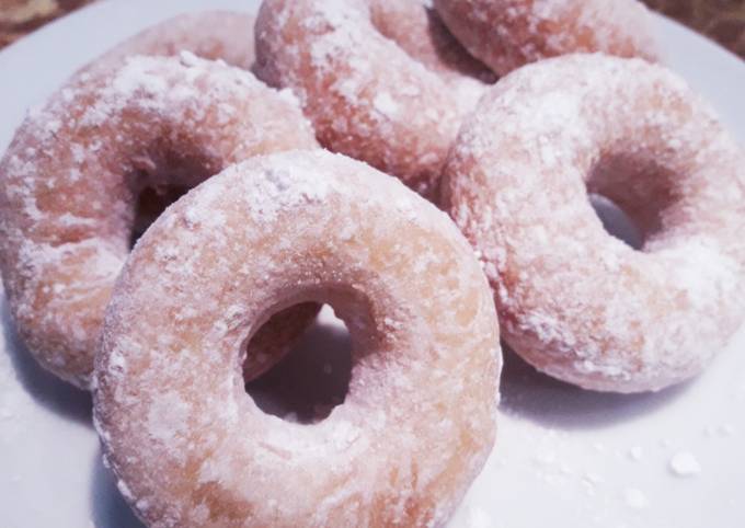 Resep: Donat empuk 3 bahan dengan terigu biasa TANPA telor, susu / kentang Yang Mudah