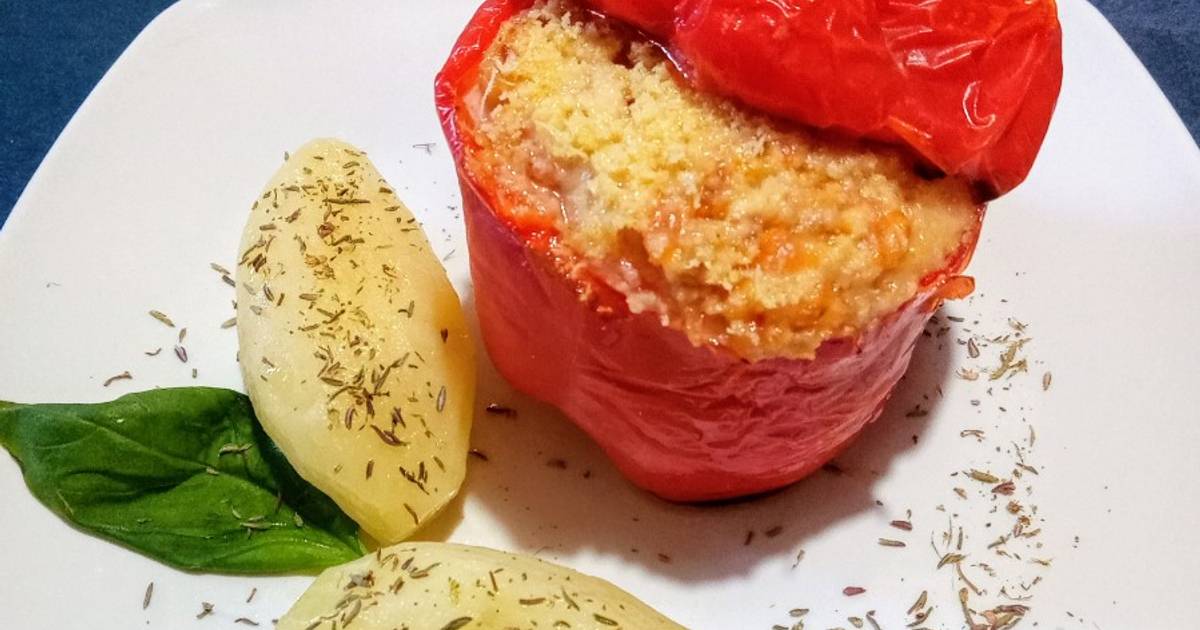 Morron relleno de pollo - 38 recetas caseras- Cookpad