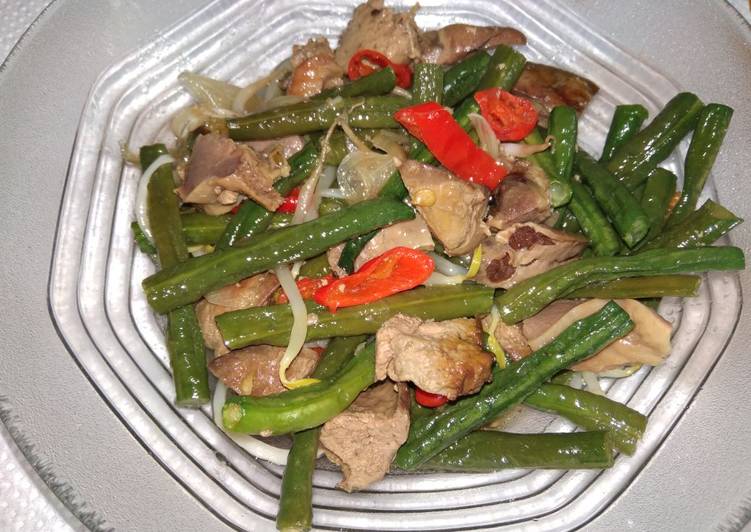 Resep Kacang panjang ati ampela Anti Gagal