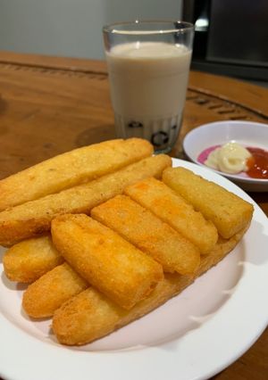 Foto resep Potato Cheese Stick & brown sugar boba Milk Tea