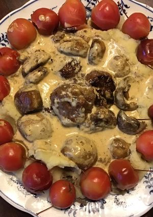 A picture of California Farm Venison with Foraged Crab Apples and Mushrooms.