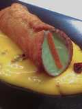 Cannoli with Mango Chili Cream and Blueberries and Avocado White Chocolate Mousse