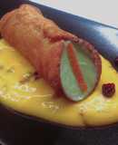 Cannoli with Mango Chili Cream and Blueberries and Avocado White Chocolate Mousse