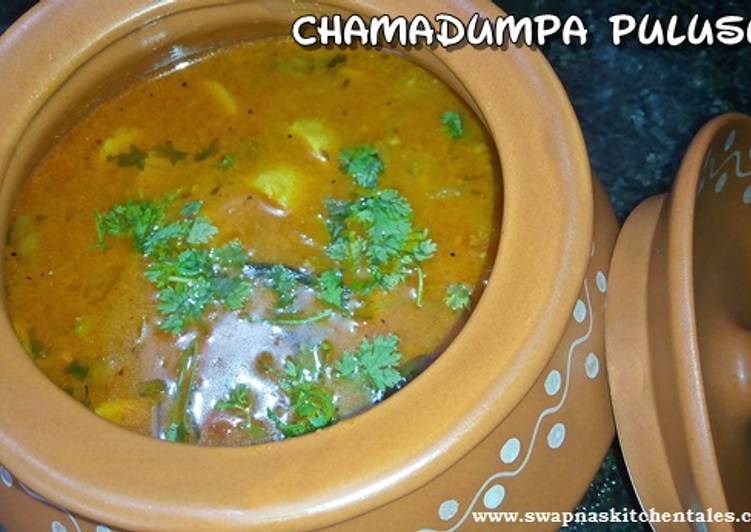 Recipe of Award-winning Chamadumpa Pulusu (Tangy TaroRoot Gravy)