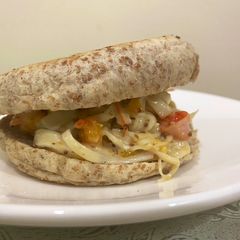 A picture of Crabstick egg salad sandwich.