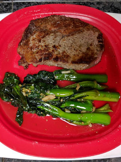A picture of Greens with Asian Oyster Sauce.
